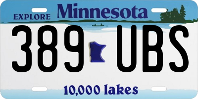 MN license plate 389UBS