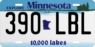 MN license plate 390LBL