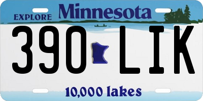 MN license plate 390LIK