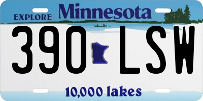 MN license plate 390LSW