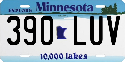 MN license plate 390LUV