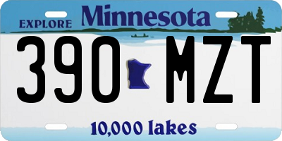 MN license plate 390MZT