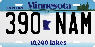 MN license plate 390NAM