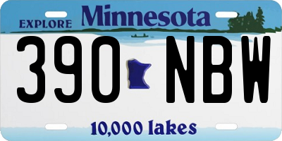 MN license plate 390NBW