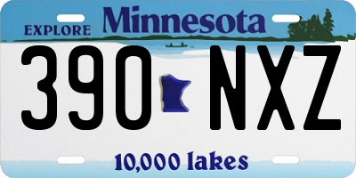 MN license plate 390NXZ