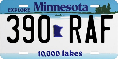 MN license plate 390RAF