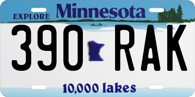 MN license plate 390RAK