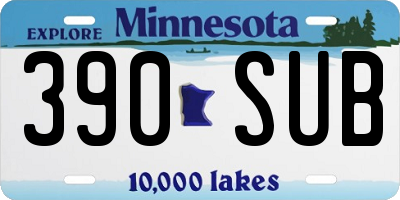 MN license plate 390SUB
