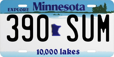 MN license plate 390SUM