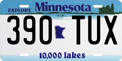 MN license plate 390TUX