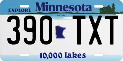 MN license plate 390TXT
