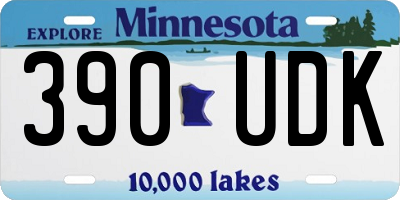 MN license plate 390UDK