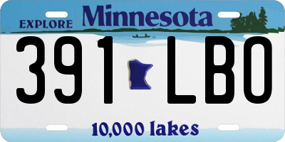 MN license plate 391LBO