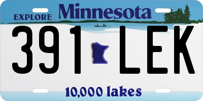 MN license plate 391LEK
