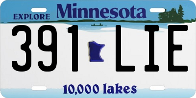 MN license plate 391LIE