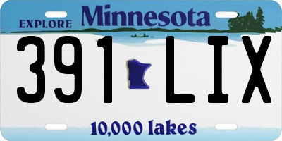 MN license plate 391LIX
