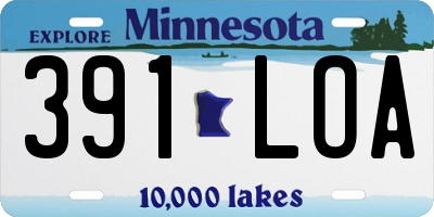 MN license plate 391LOA