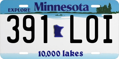 MN license plate 391LOI