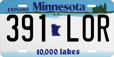 MN license plate 391LOR