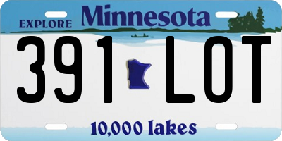 MN license plate 391LOT