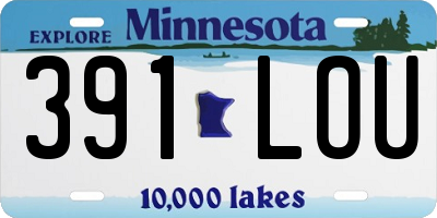 MN license plate 391LOU