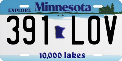 MN license plate 391LOV