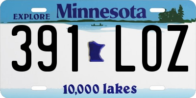 MN license plate 391LOZ