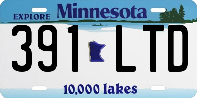 MN license plate 391LTD