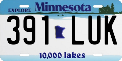 MN license plate 391LUK