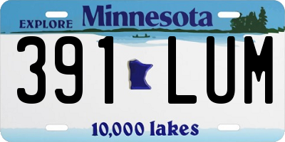 MN license plate 391LUM