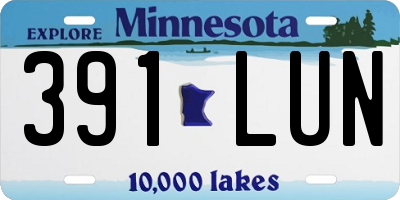 MN license plate 391LUN