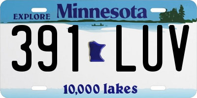 MN license plate 391LUV