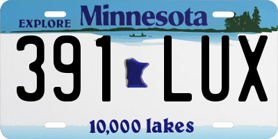 MN license plate 391LUX