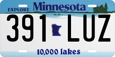 MN license plate 391LUZ