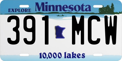 MN license plate 391MCW