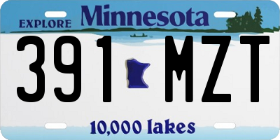MN license plate 391MZT