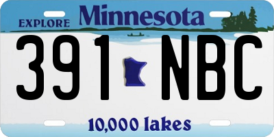MN license plate 391NBC