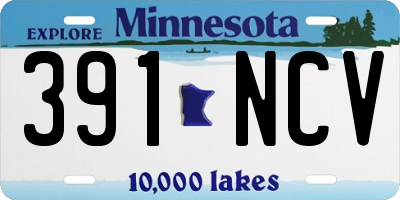 MN license plate 391NCV