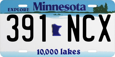 MN license plate 391NCX