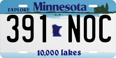 MN license plate 391NOC