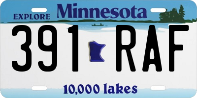MN license plate 391RAF