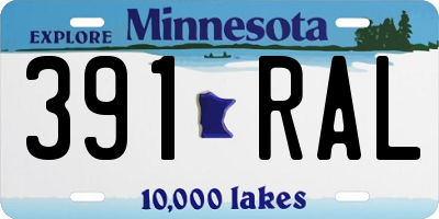 MN license plate 391RAL