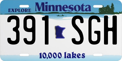 MN license plate 391SGH