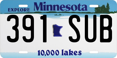 MN license plate 391SUB