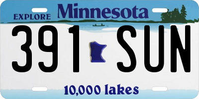MN license plate 391SUN