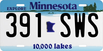 MN license plate 391SWS