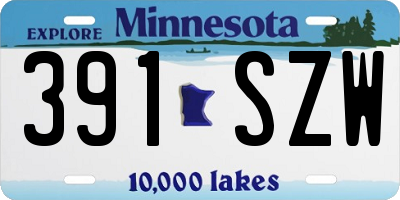 MN license plate 391SZW
