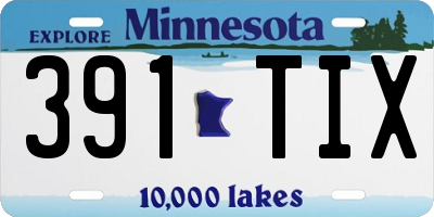 MN license plate 391TIX