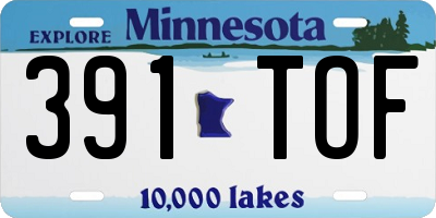 MN license plate 391TOF