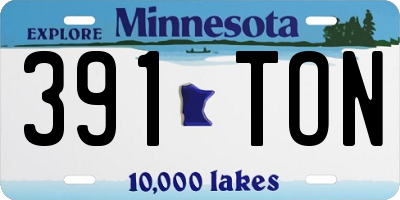 MN license plate 391TON